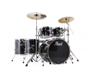 PEARL EXA726XS/C770 - Export EXA Limited Black & Gold Marble 6 Parça (22B/10T/12T/14F/16F/14S) Aksamlı Akustik Davul Seti